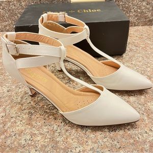 Chase + Chloe double strap kitten heels shoes